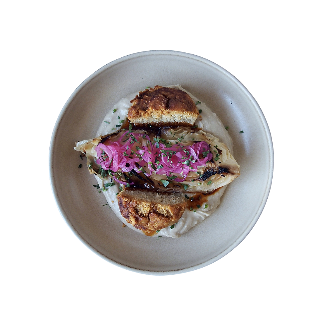 Grilled Cabbage with Cannellini Bean Cream I Nourish & Nosh