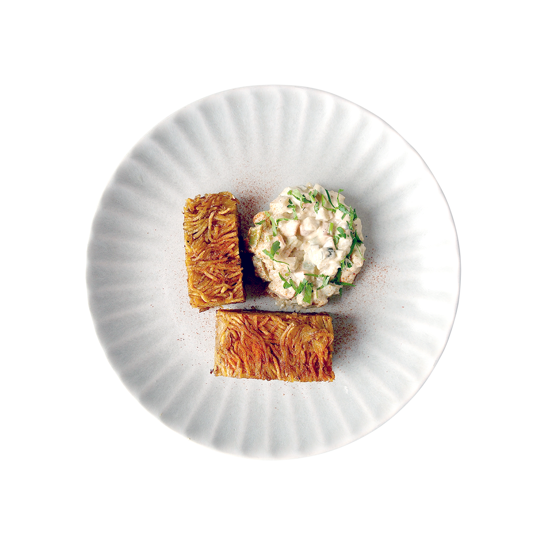 Crispy Potato Cubes, Salad
