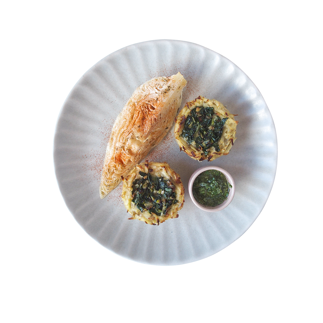 Spinach and Goat Cheese Hash Brown Nests