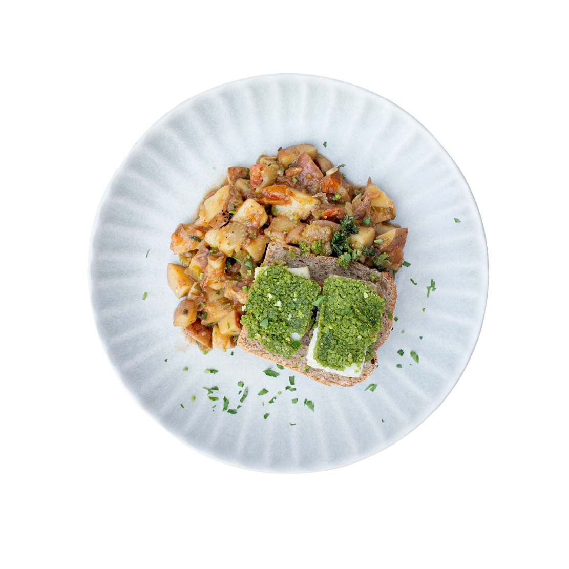 Poached Island Cod Fish with Tomato Olive Sauce & Sourdough Bread
