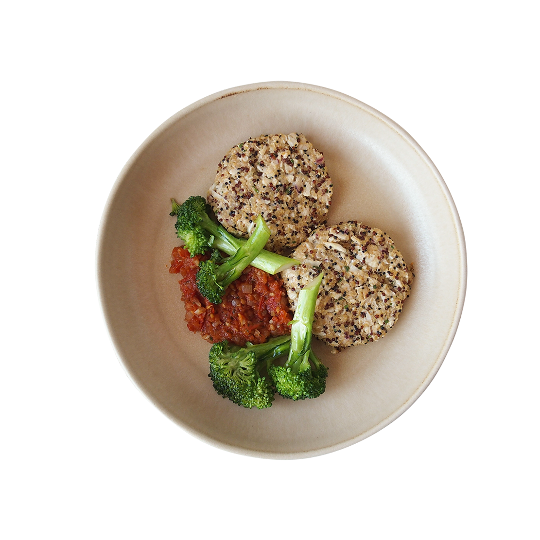 Cauliflower Quinoa Pattie with Ragout & Broccoli